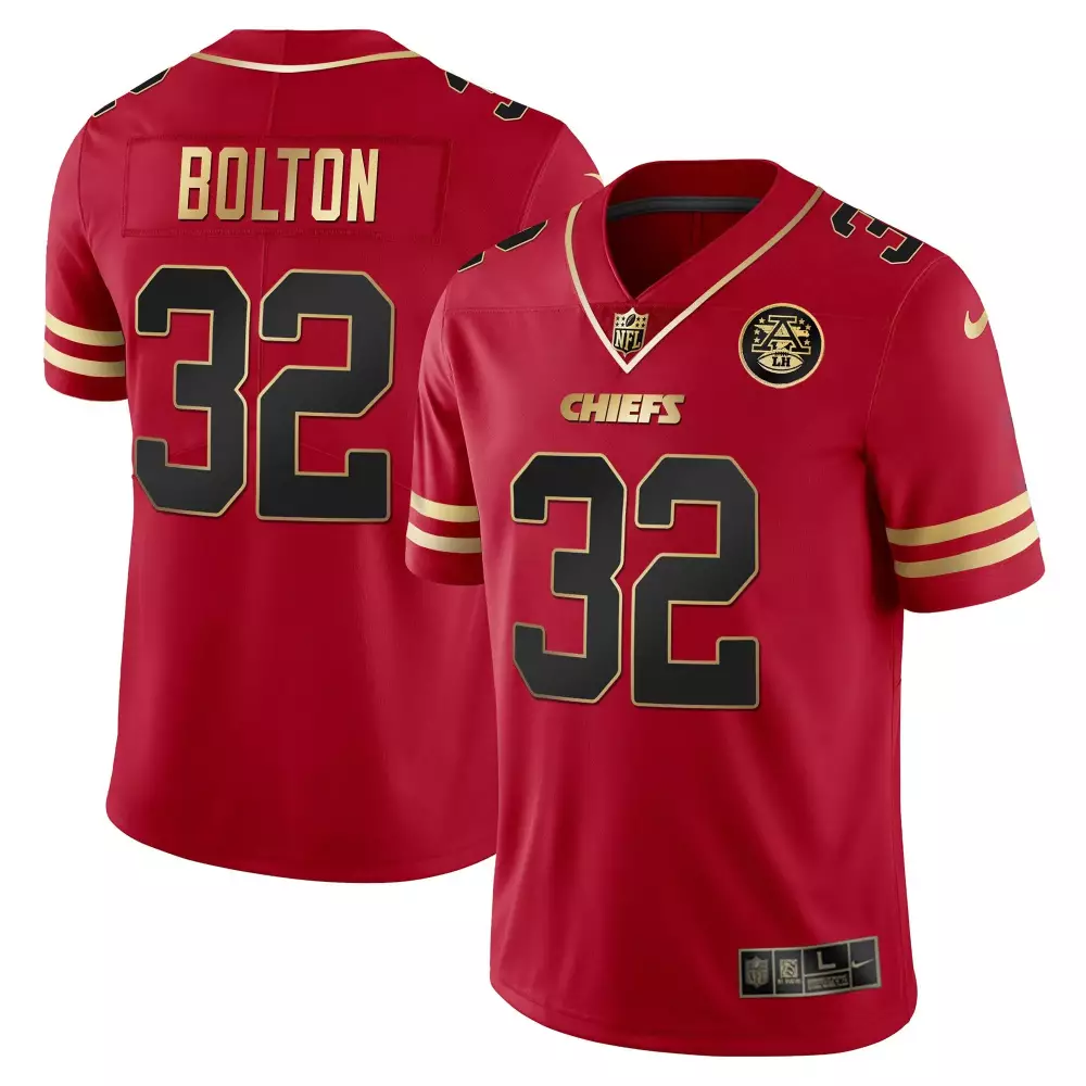 Nick Bolton 32 Chiefs Jersey Red Afl 60th Anniversary Men Gold Black All Stitched