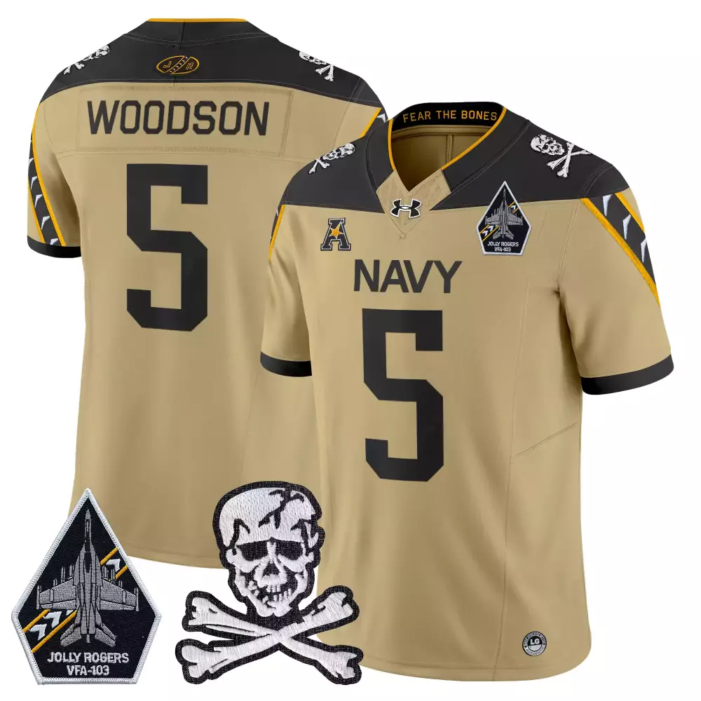 Woodson Jolly 5 Navy Jersey Khaki Fear The Bones Rogers VFA-103 Skull Crossbones 2023