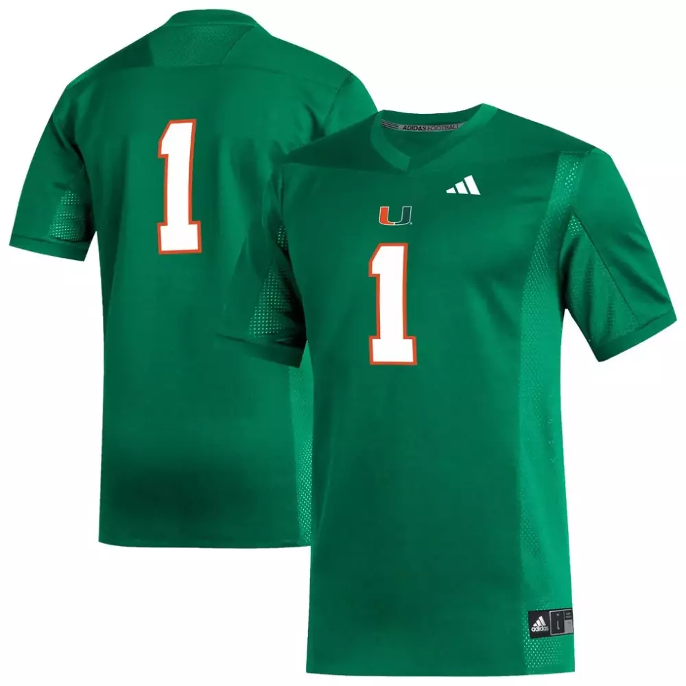 Miami Hurricanes 1 Jersey Green Men Orange White Replica