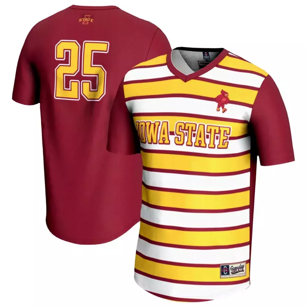 State 25 Iowa Jersey Maroon Gameday Greats Split Yellow White Unisex Fashion
