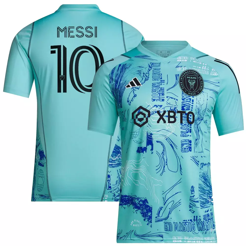 Messi Inter 10 Miami Cf Jersey Green Ocean Planet Mls Works Men Custom Design Blue