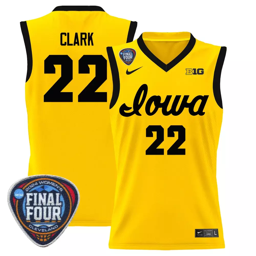 Caitlin Clark 22 Iowa Jersey Yellow Women Black All Stitched