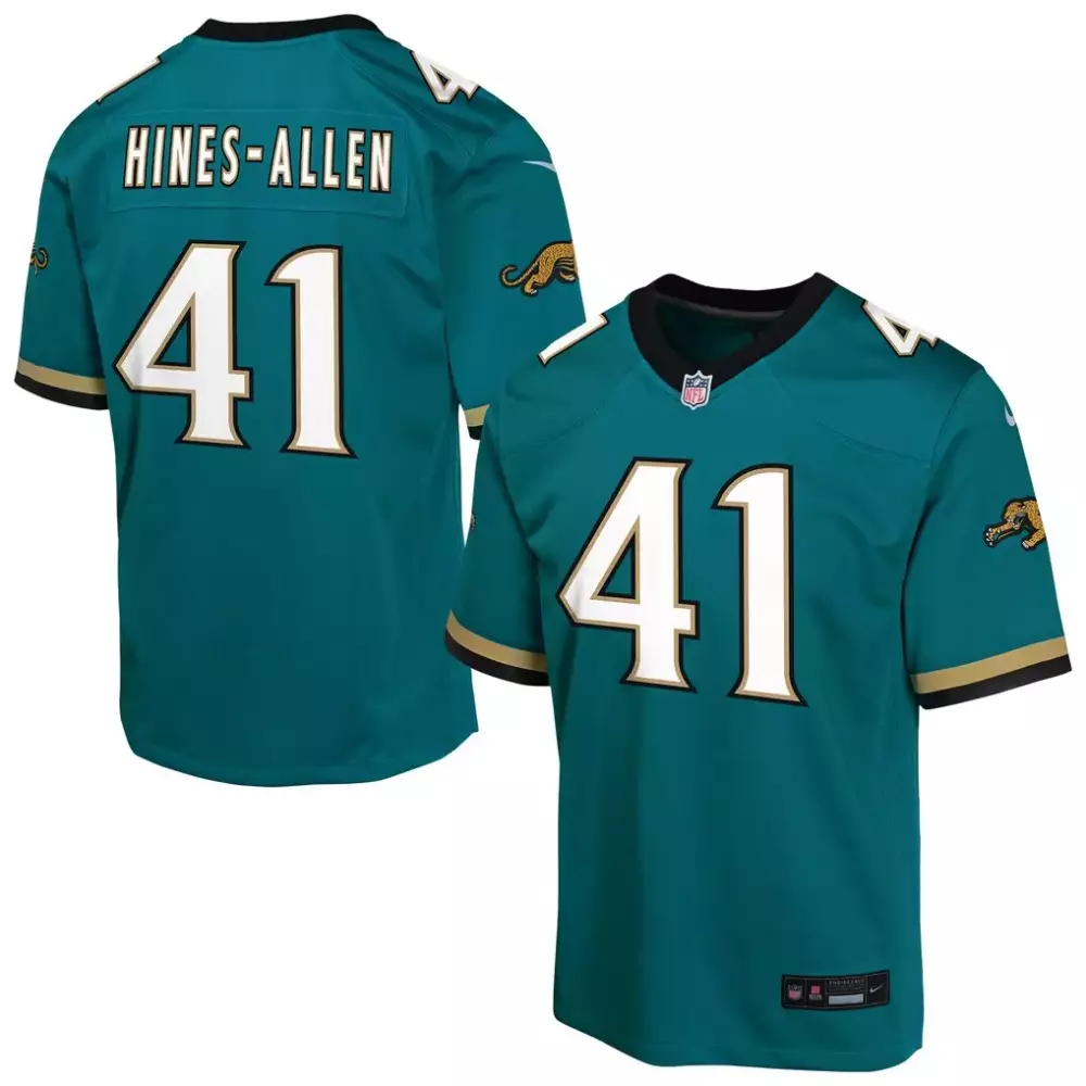 Josh Hines-allen 41 Jersey Teal Jacksonville Jaguars Men Full Black Gold Alternate