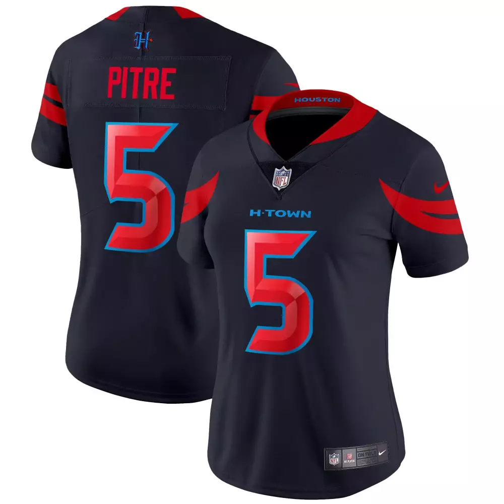 Jalen Pitre 5 Houston Texans Jersey Navy Blue Alternate Red Light Stitched