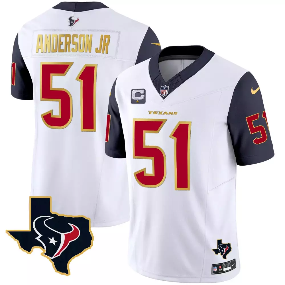 Will Anderson 51 Houston Texans Jersey White Men Alternate Navy Red Gold Vapor All