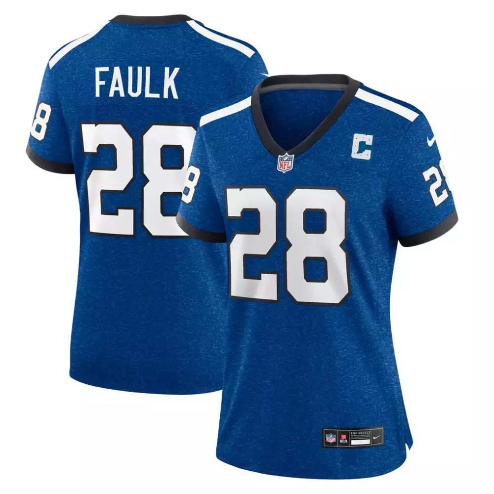 Marshall Faulk 28 New York Giants Jersey Royal Blue Men Authentic White Black Alternate