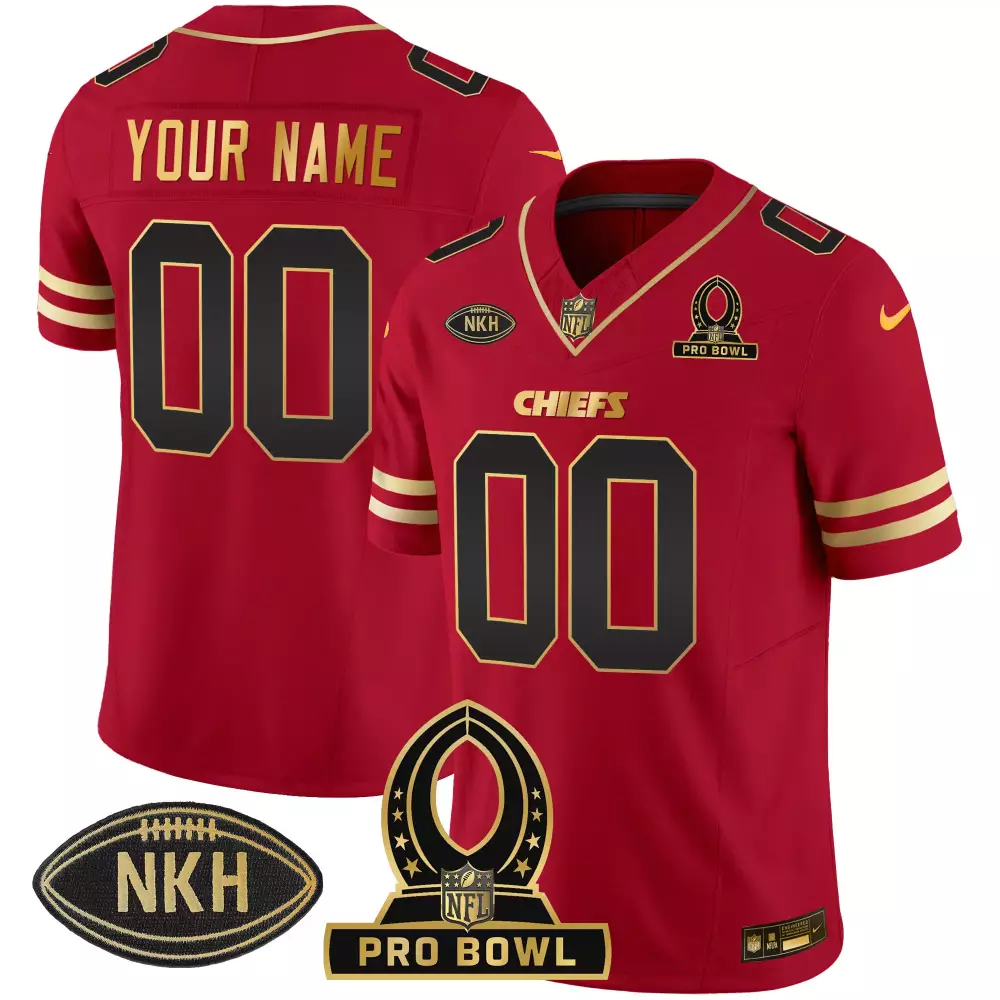Custom Chiefs Jersey Red Pro Bowl Nkh Men Gold Black All Stitched Vapor