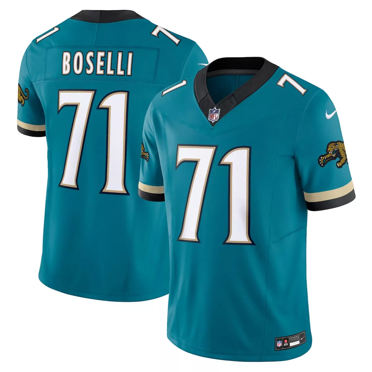 Tony Boselli 71 Jaguars Jersey Teal Men Black White Gold Throwback Vapor Limited