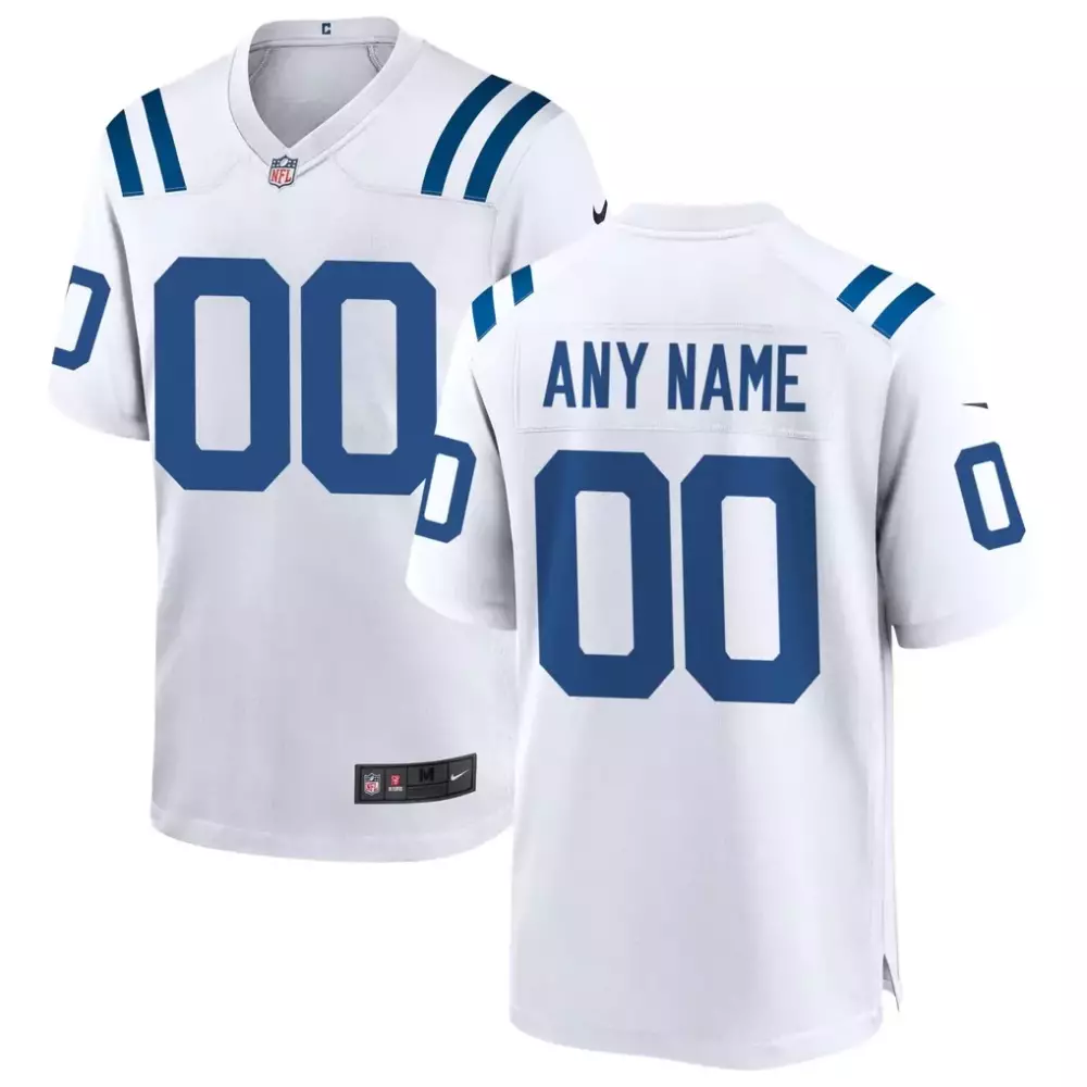 Indianapolis Colts Jersey White Men Authentic Blue Custom Game
