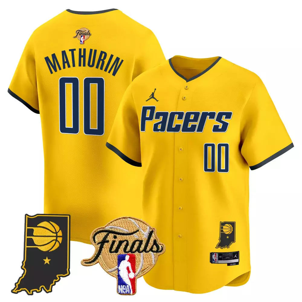 Bennedict Mathurin Pacers Jersey Yellow NBA Finals Indiana State Shape 2023 Men Blue
