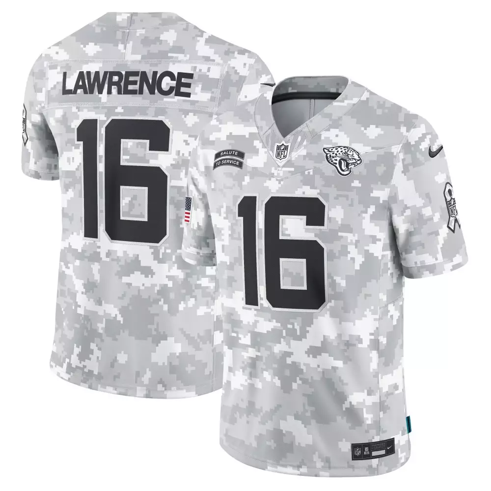 Trevor Lawrence 16 Jaguars Jersey White Salute To Service Men Custom Design Gray