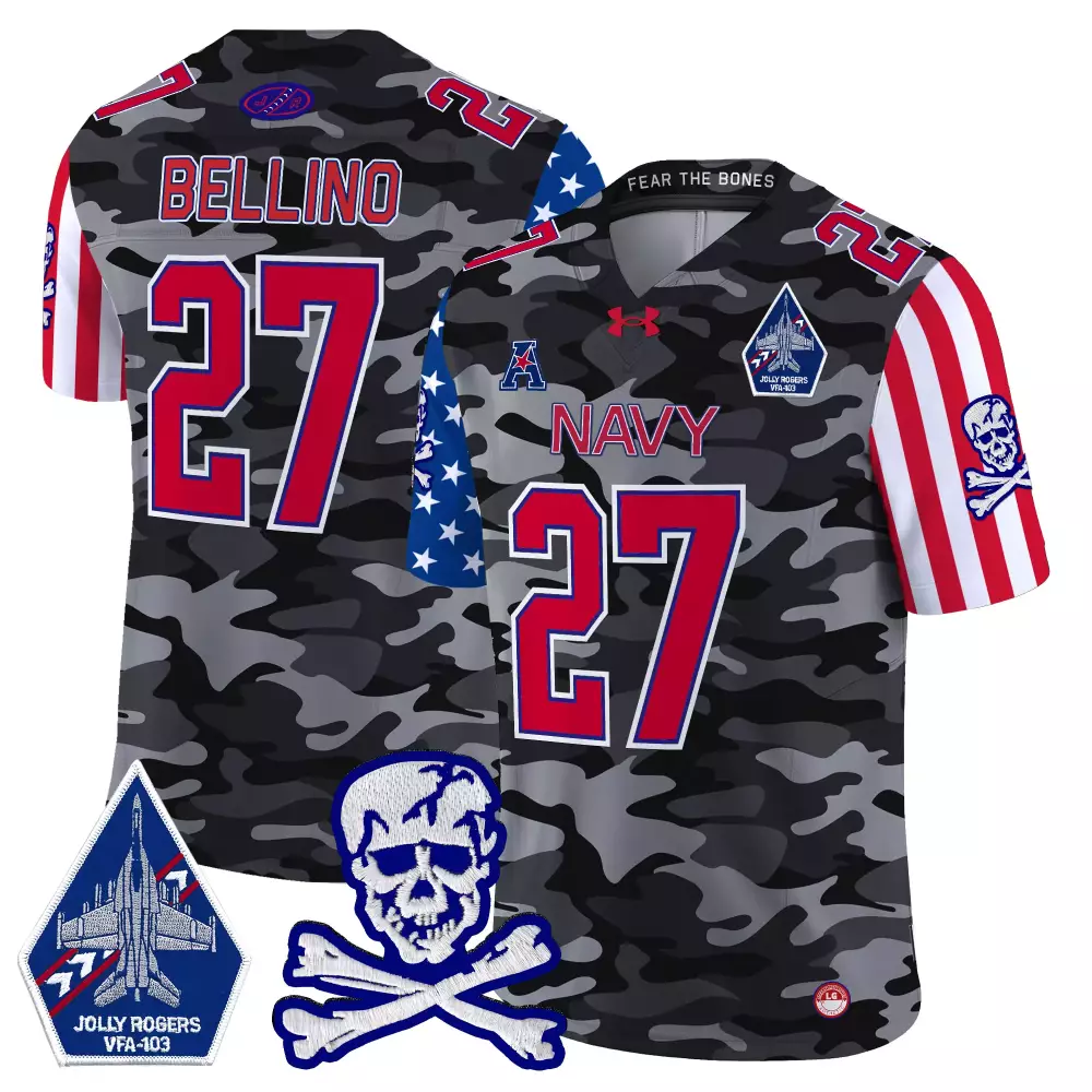 Bellino Jolly 27 Navy Jersey Black Military Appreciation Rogers VFA-103 Skull Crossbones 2023