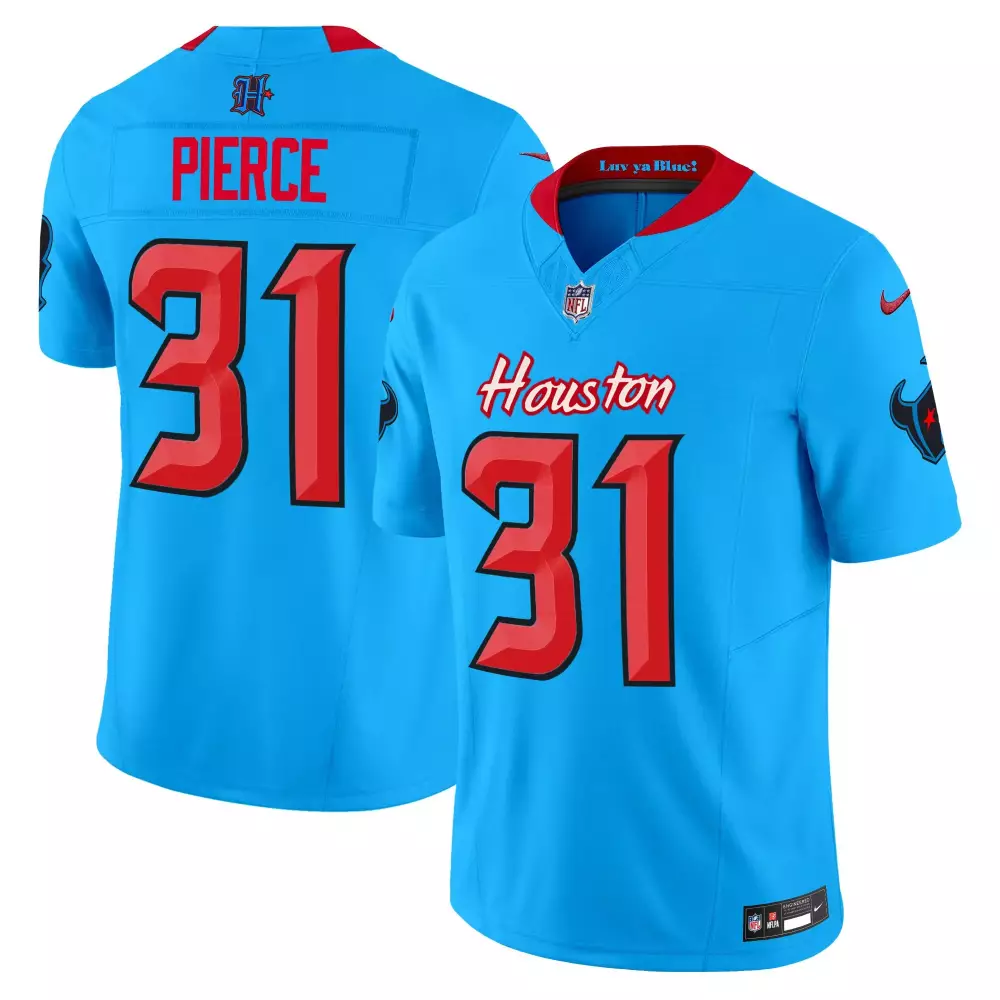Dameon Pierce 31 Houston Texans Jersey Light Blue Men Alternate Red Vapor Limited