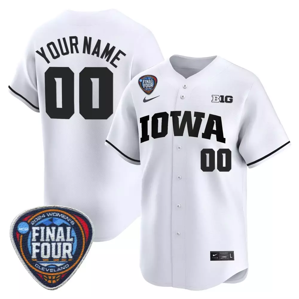 Custom Iowa Jersey White 2024 Women's Final Four Women Black All Stitched