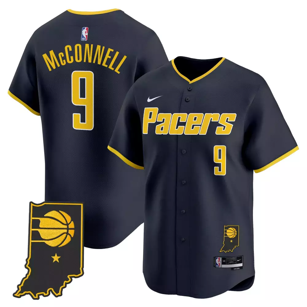 T.j. Mcconnell 9 Pacers Jersey Navy City Connect Indiana Men Yellow Vapor All Stitched