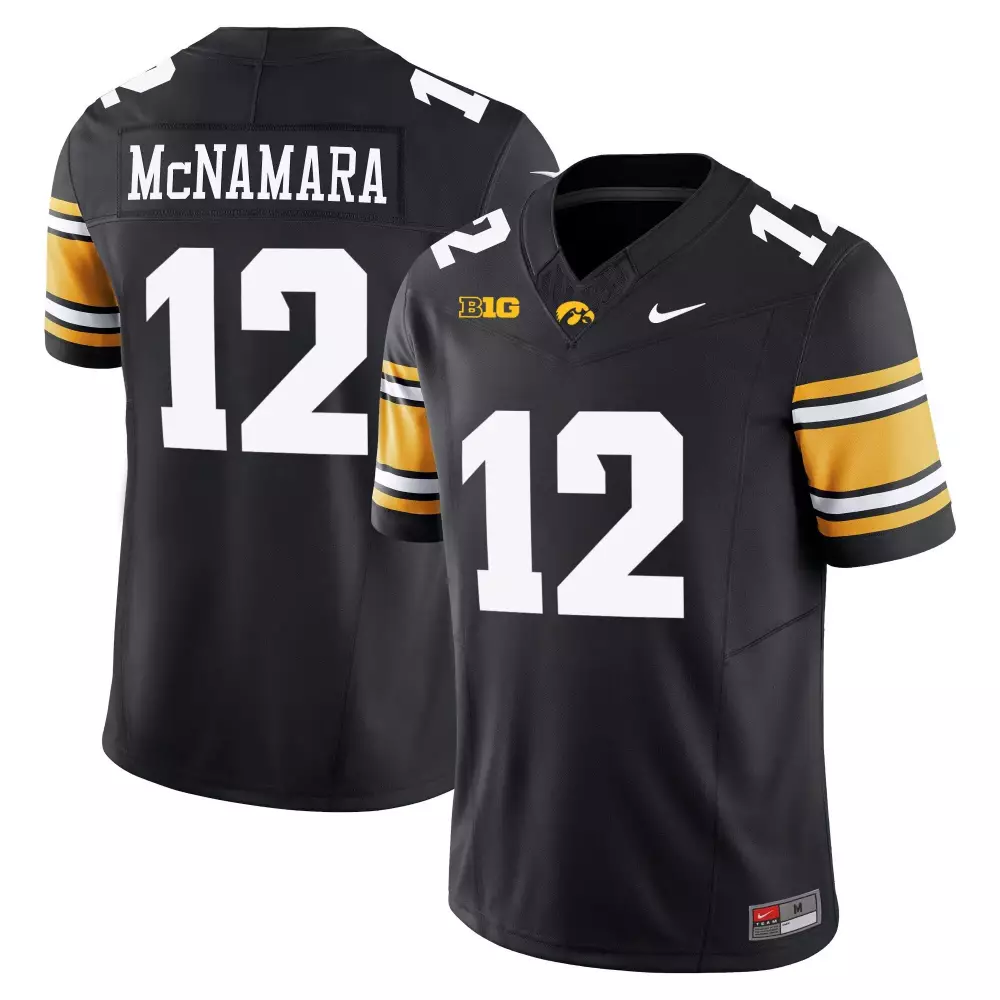 Cade Mcnamara 12 Iowa Hawkeyes Jersey Black Men White Yellow Vapor Limited All Stitched