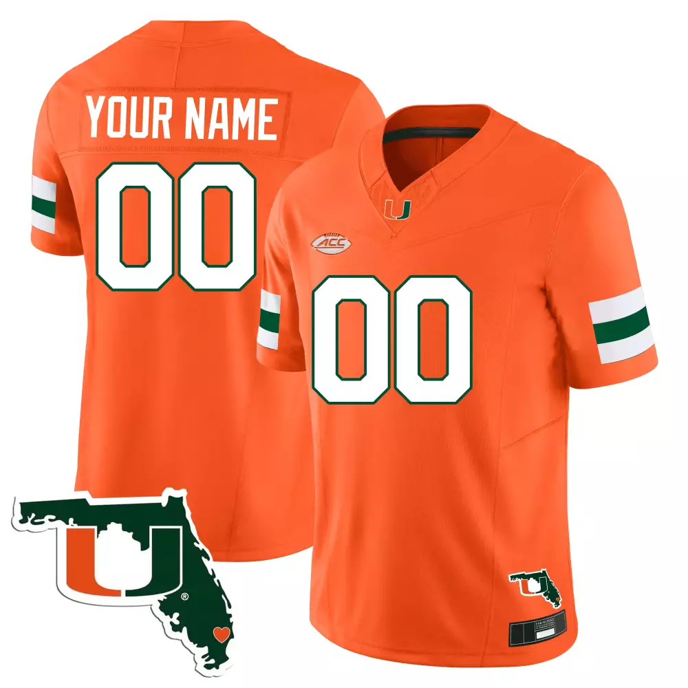 Custom Miami Hurricanes Jersey Orange Green White Vapor