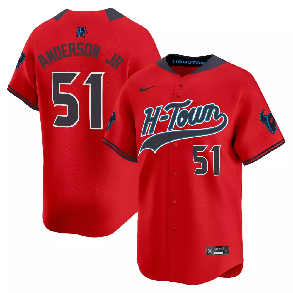 Will Anderson 51 Houston Astros Jersey Red H-town Star Men Navy White v2 All Stitched