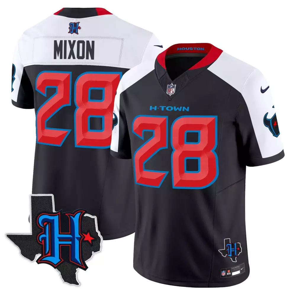 Joe Mixon 28 Houston Texans Jersey Black H-town Texas State Outline Men NFL Alternate