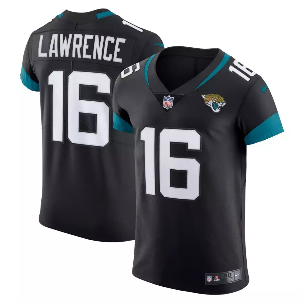 Trevor Lawrence 16 Jersey Black Jacksonville Jaguars Men Teal White Vapor Elite