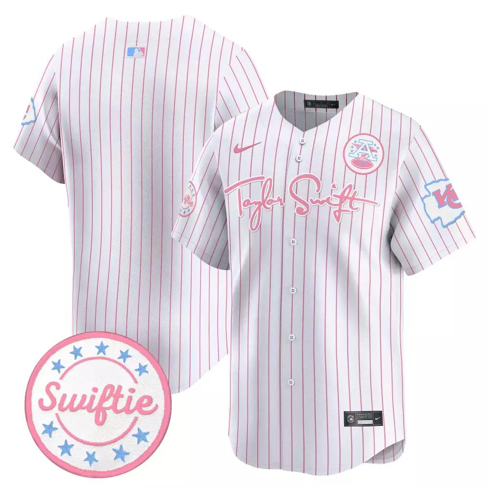 Taylor Swift Kansas City Jersey White Eras Tour Swiftie 2023 Women Alternate Pink