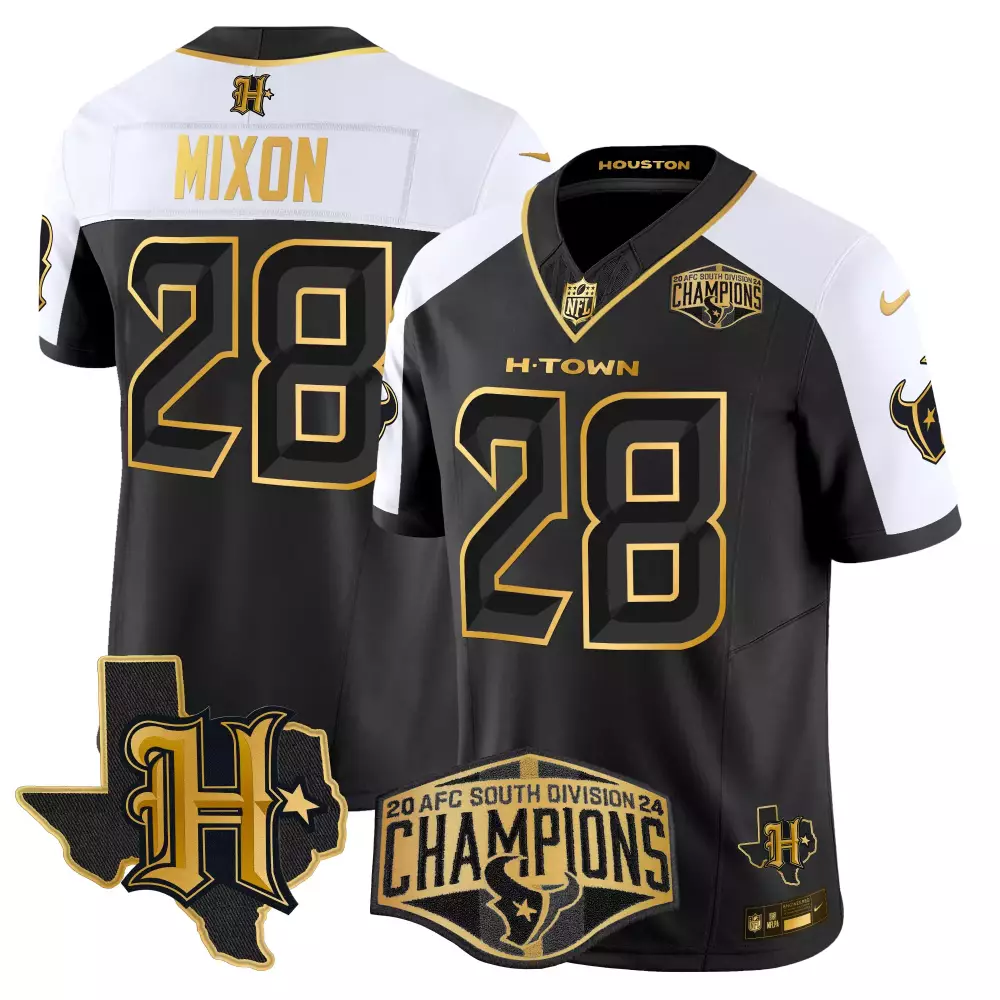 Joe Mixon 28 Houston Texans Jersey Black 2020 AFC South Division Champions Texas State Outline