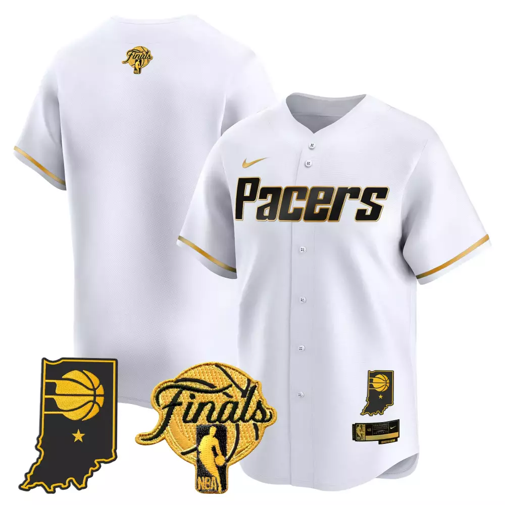 Patches Indiana Pacers Jersey White NBA Finals Shape Basketball Tag 2023 Men Gold