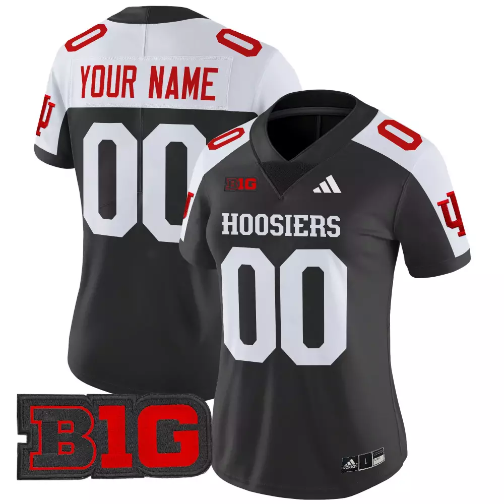 Custom Indiana Hoosiers Jersey Black Big Ten Men White Red Vapor Limited