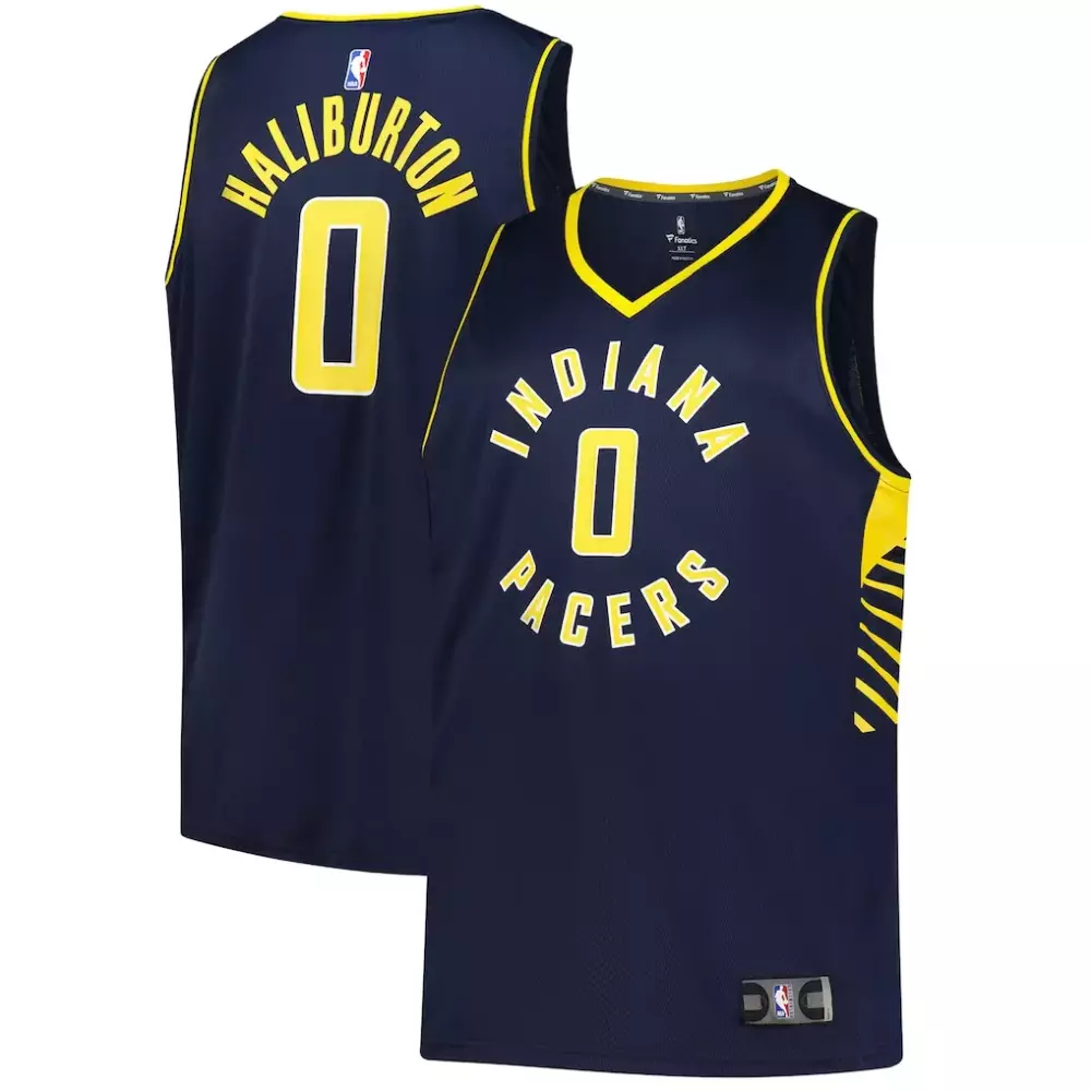 Tyrese Haliburton Indiana Pacers Jersey Navy Blue Men Yellow Icon