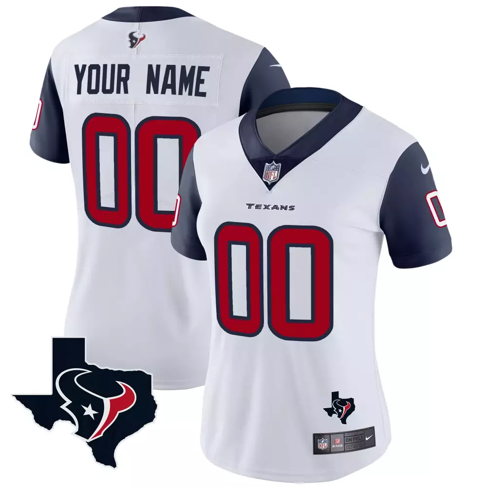 Custom Texans Jersey White Women Standard Navy Red All Stitched