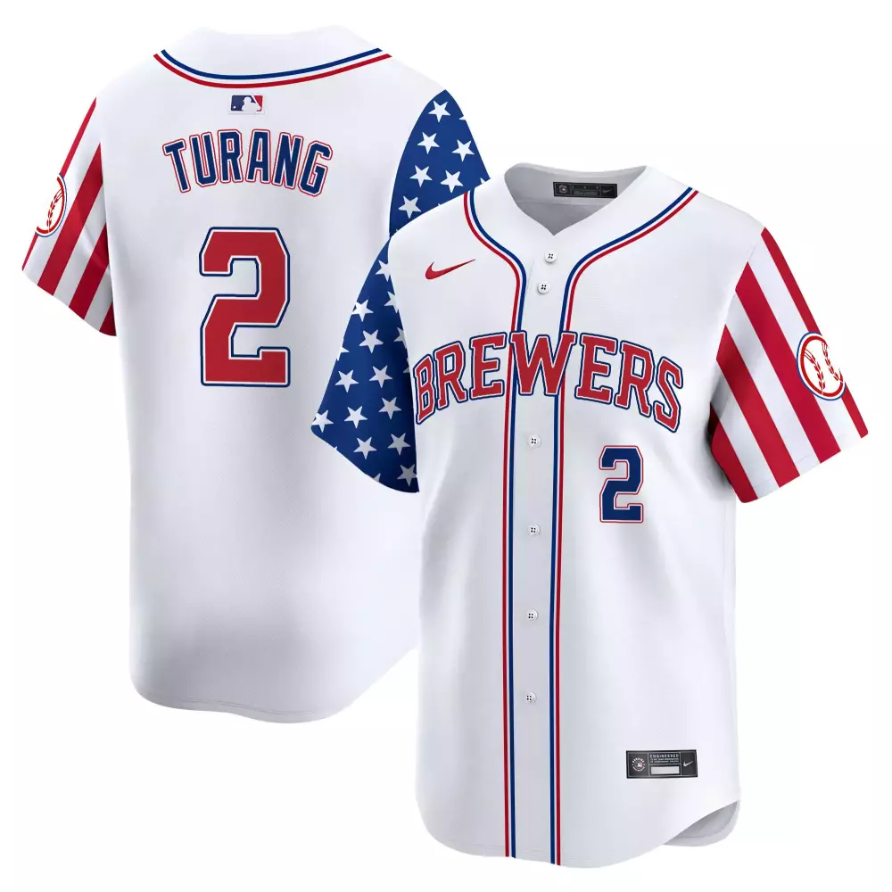 Brice Turang 2 Brewers Jersey White City Connect Baseball Glove Men Split Custom Design
