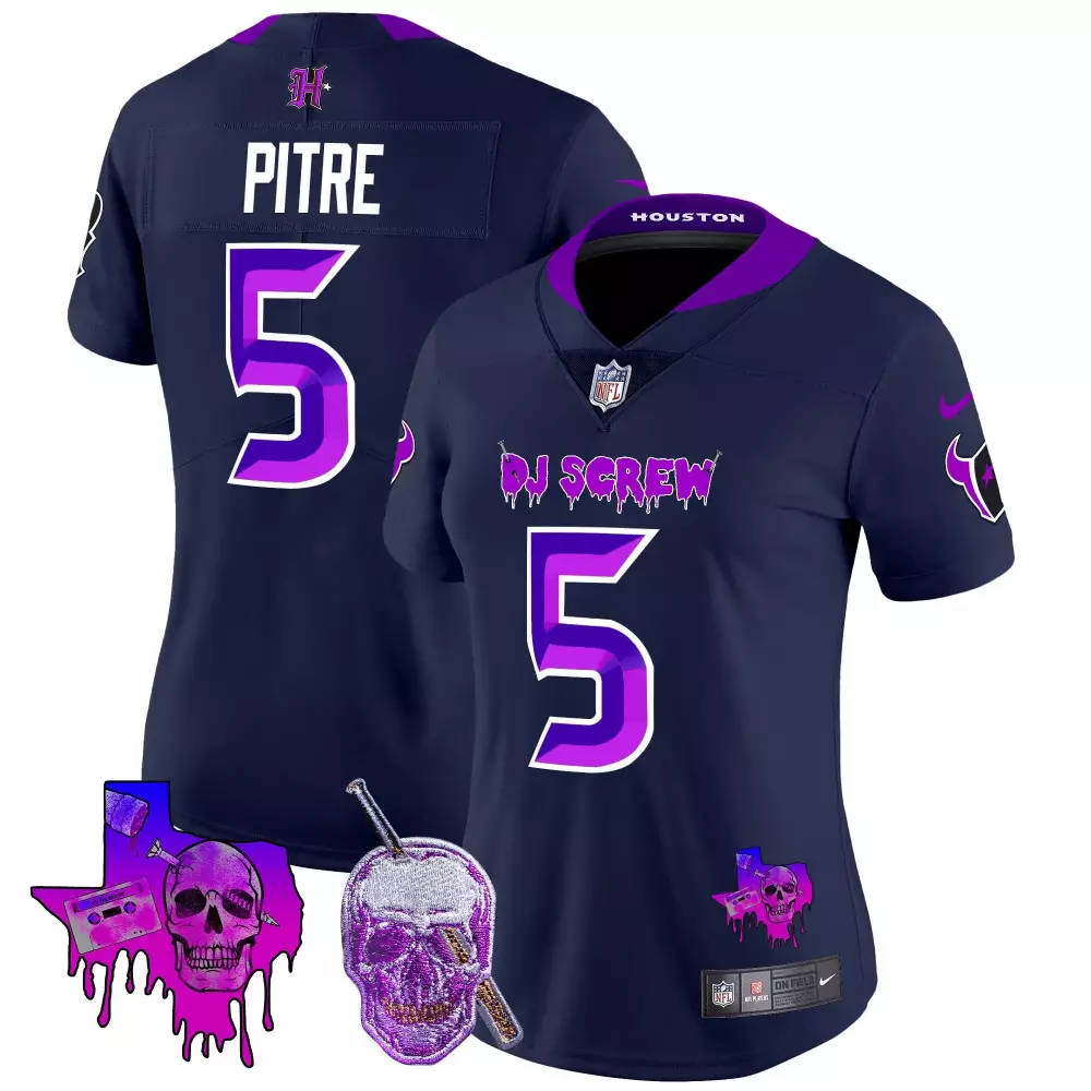 Jalen Pitre 5 Houston Texans Jersey Navy Dj Screw Men Purple Limited Vapor All Stitched