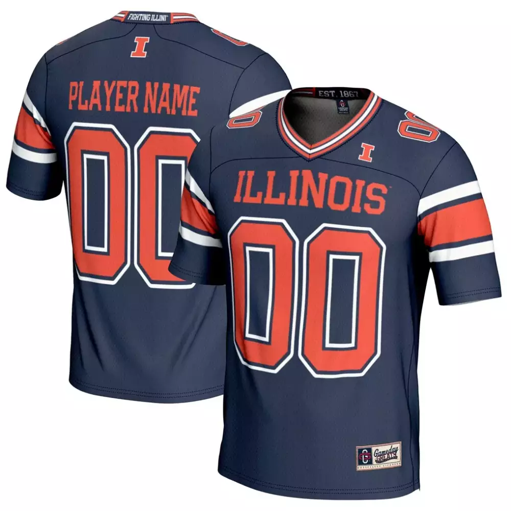 Illinois Jersey Navy Men Orange White Gameday