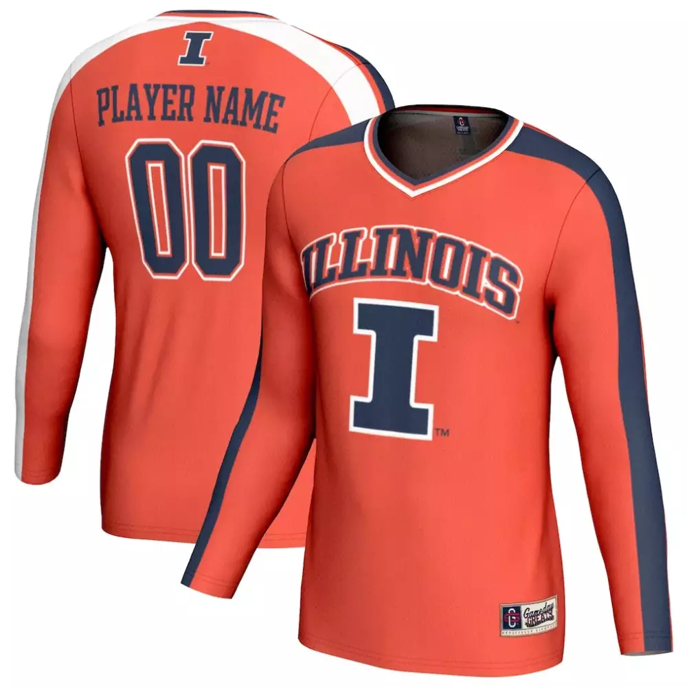 Illinois Jersey Orange Long Sleeve Navy Blue White Gameday Unisex Fashion