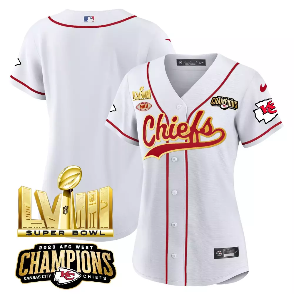 Kansas City Chiefs Jersey White Super Bowl Lvii Champions 2023 AFC West Nkh Women