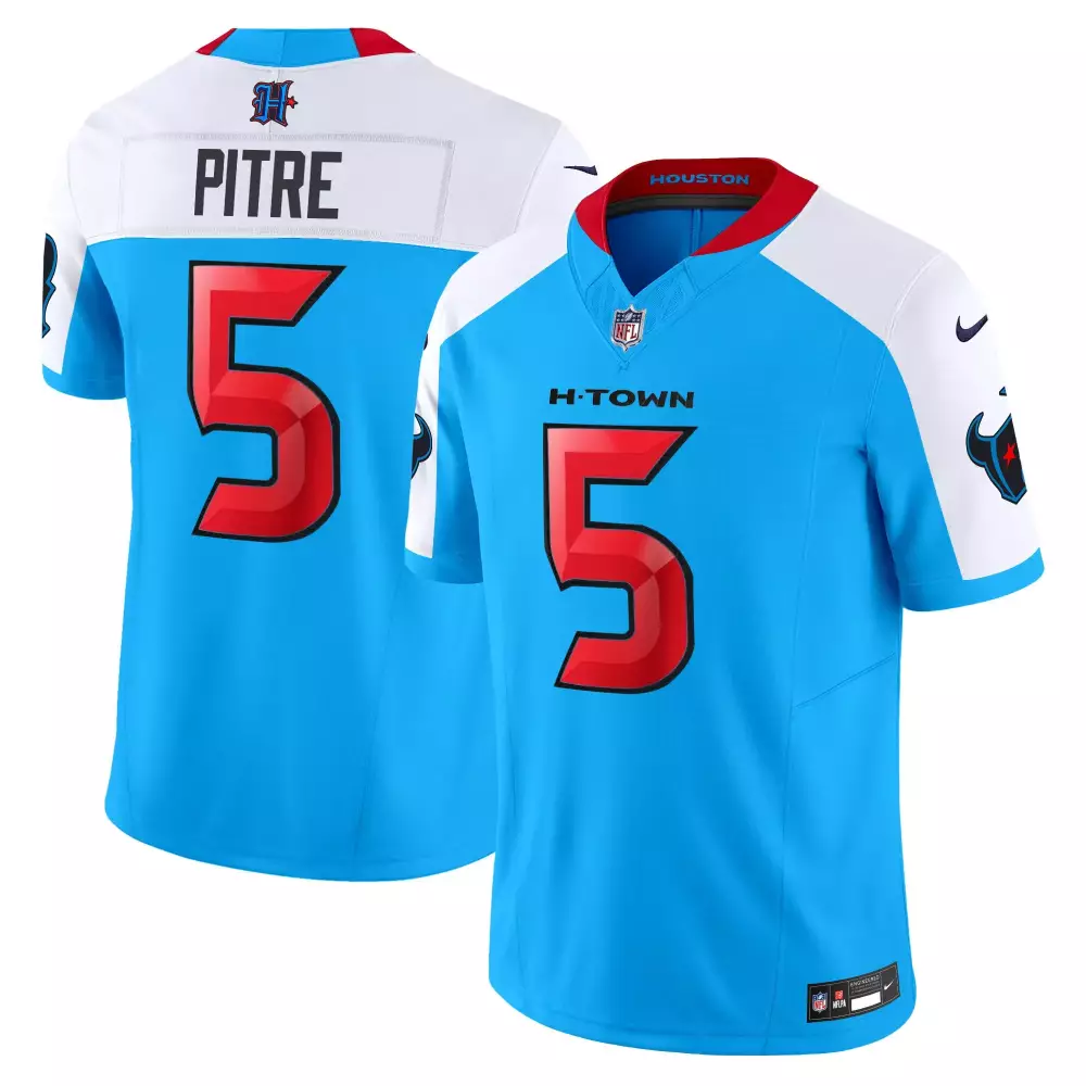 Jalen Pitre 5 Houston Texans Jersey Sky Blue Men Alternate White Red Stitched