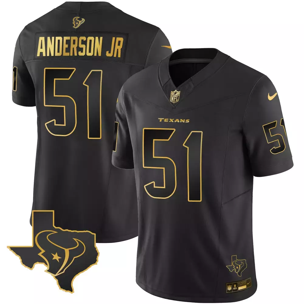 Will Anderson Jr. 51 Texans Jersey Black Houston Oilers Throwback Men Official Gold
