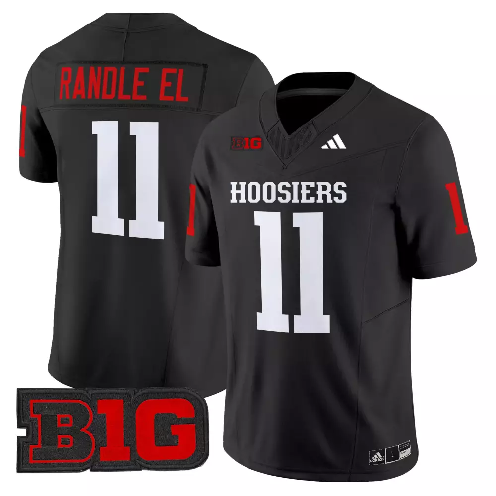 Tejanos El 11 Indiana Hoosiers Jersey Black Big Ten 2023 Men Red White Stitched