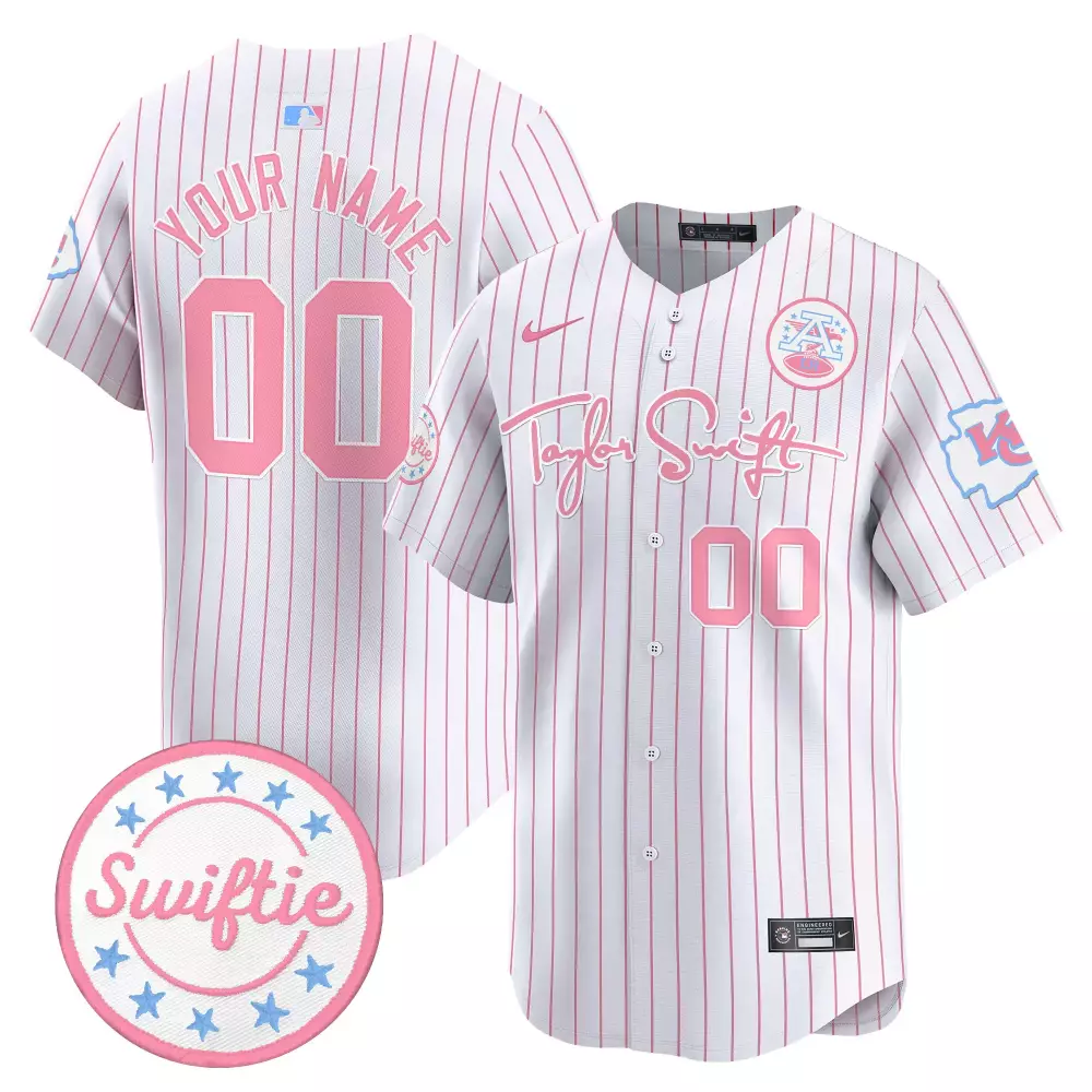 Custom Kansas City Royals Jersey White Taylor Swift Swiftie Pink Light Blue All Stitched