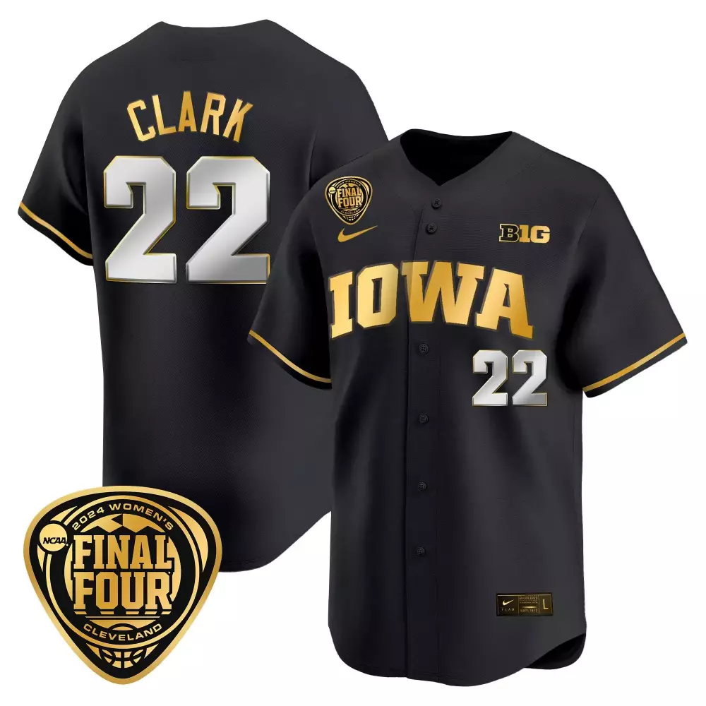 Caitlin Clark 22 Iowa Jersey Black Ncaa Women's Final Four 2024 Women Gold Silver