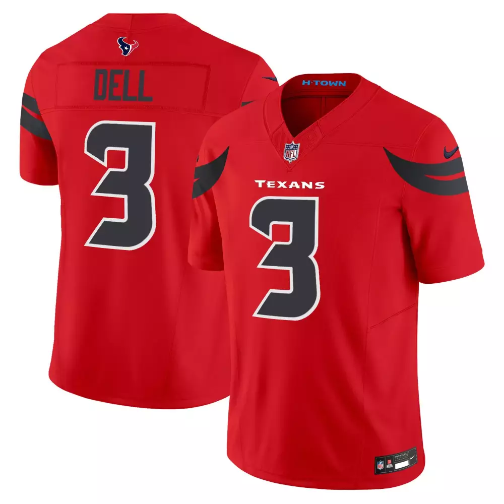 Tank Dell 3 Texans Jersey Red H-town Men NFL Black White Vapor Limited v3 All Stitched
