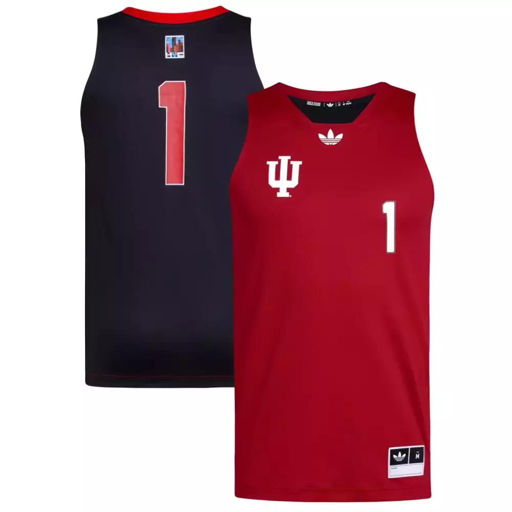 Custom Indiana Hoosiers 1 Jersey Red Men Alternate Black