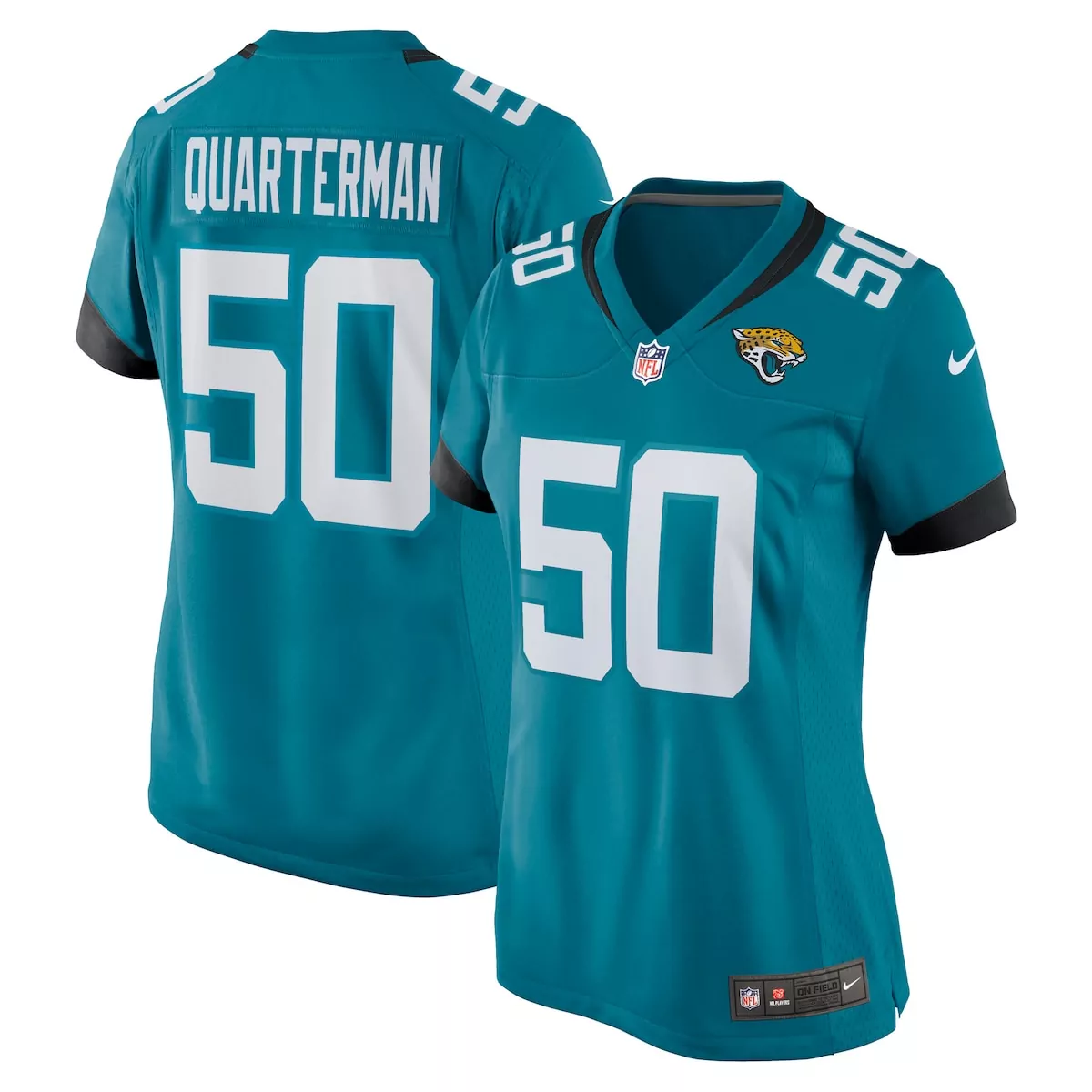 Shaquille Quarterman 50 Jersey Teal Jacksonville Jaguars Men Replica Black White