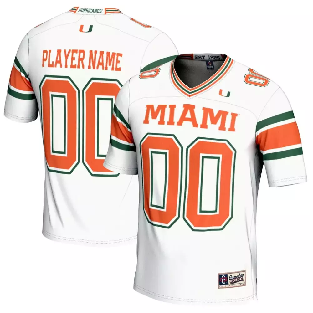 Miami Hurricanes Jersey White Collegiate Licensing Company Men Orange Green Gameday