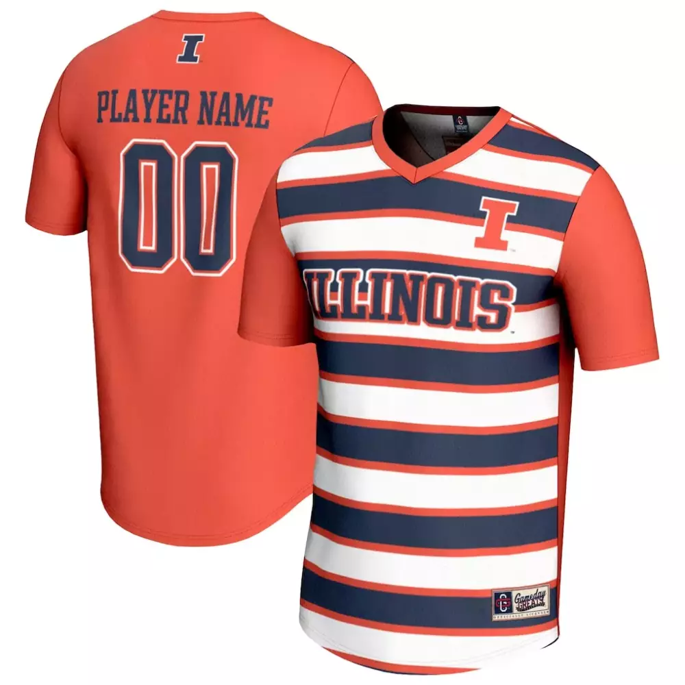 Illinois Jersey Orange Striped Split Design Navy Blue White Gameday Unisex Fashion