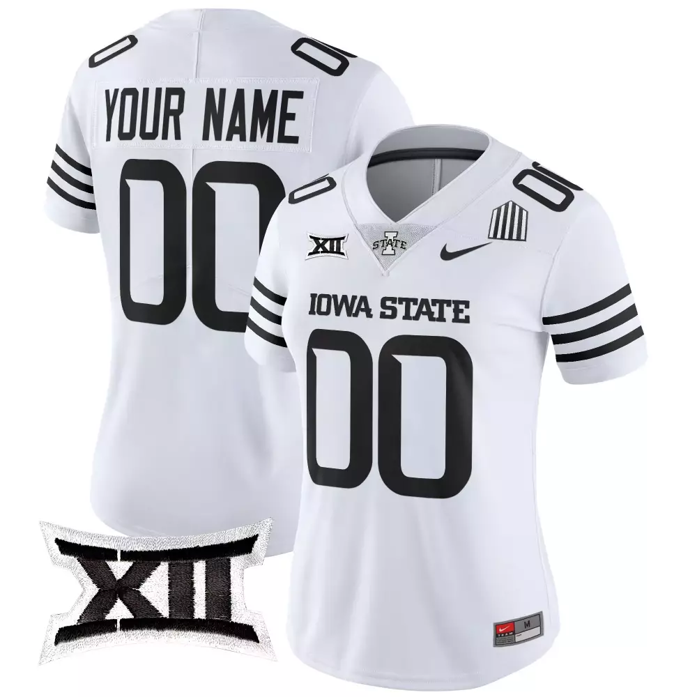 Custom Iowa State Jersey White Big Xii Women Black Vapor Stitched Embroidered