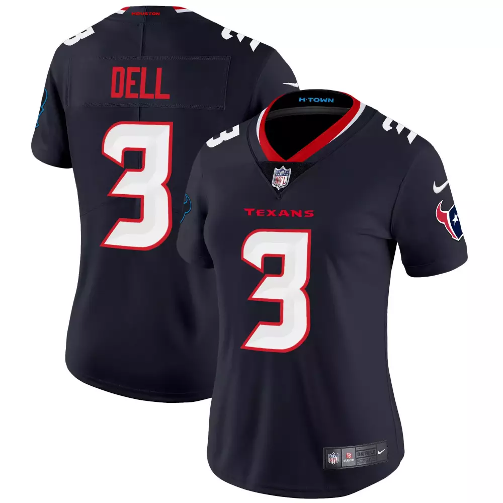 Tank Dell 3 Houston Texans Jersey Navy Blue Women Replica White Red Vapor Limited