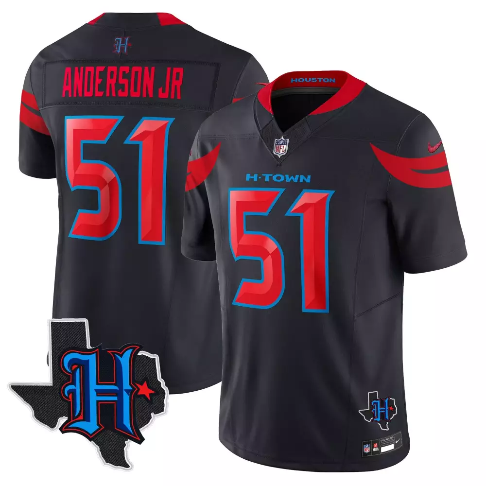 Will Anderson Jr. 51 Jersey Black H-town Houston Texans Texas Men Red Light Blue