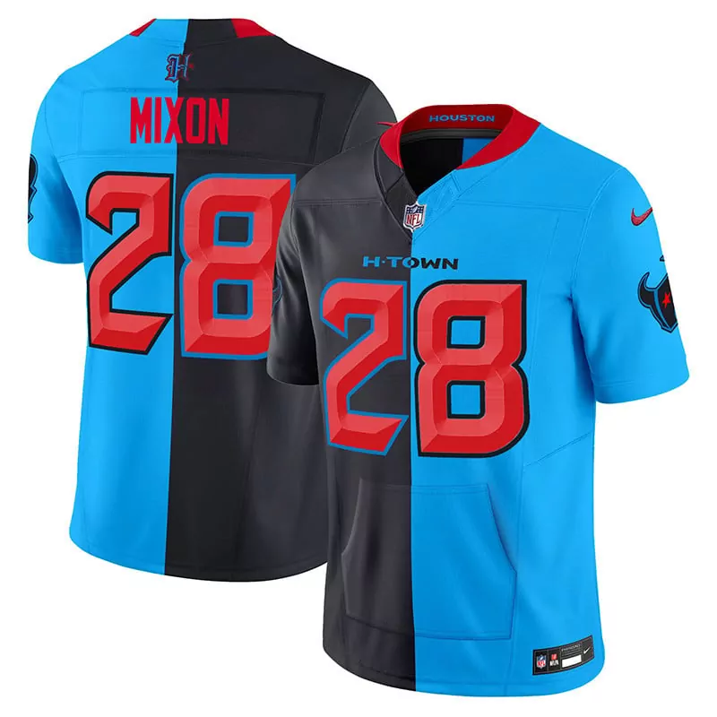 Mixon H 28 Houston Texans Jersey Blue Men Split Black Red All Stitched Vapor