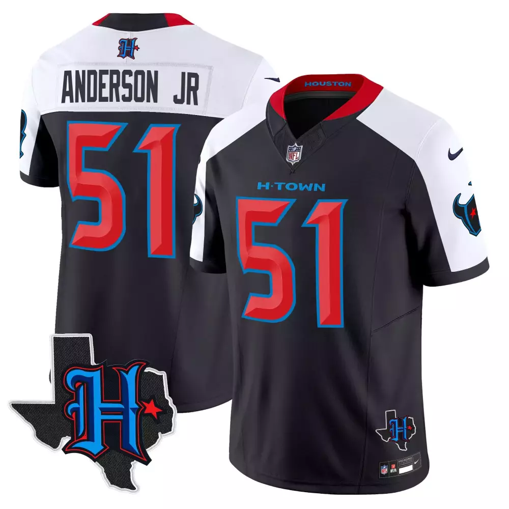 Will Anderson Jr. 51 Jersey Black Houston Texans Texas Outline Men Split Design White